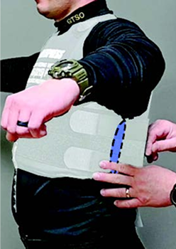 Small additional area on side of vest around man