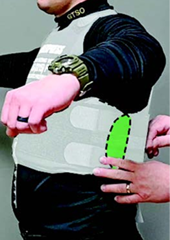 Large additional area on side of vest around man